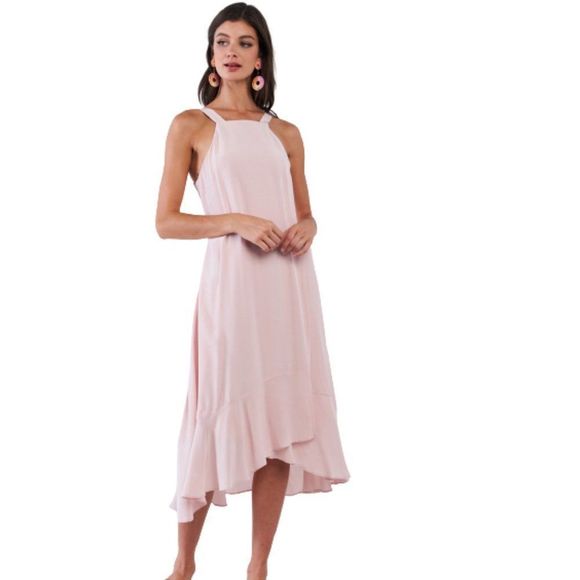 Boho Basics Wide Strap Wrap Dress in Light Pink - Picture 3 of 7